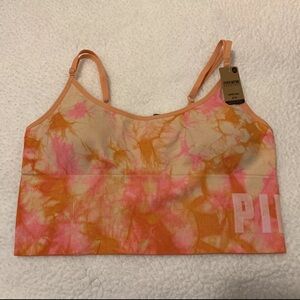 NWT Victoria’s Secret PINK  Tye Dye Pink & Orange Sports Bra Seamless Size M